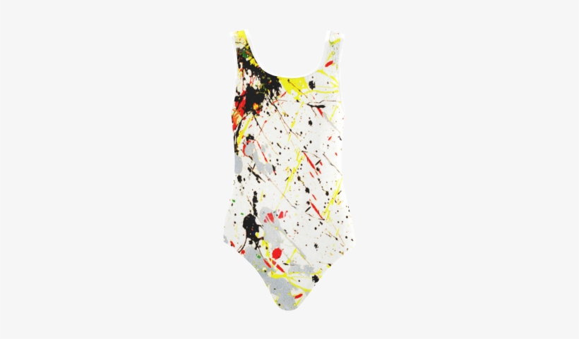 Yellow & Black Paint Splatter Vest One Piece Swimsuit - Paint Splatter Pillow Sham By Gravityx9, transparent png #2941576