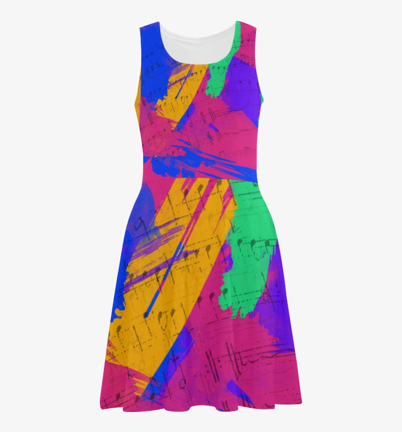 Groovy Paint Brush Strokes With Music Notes Atalanta - Day Dress, transparent png #2941754