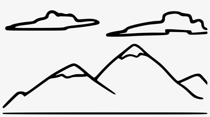 Drawing Mountain Black And White Diagram Computer - Clip Art Of Mountains, transparent png #2942255