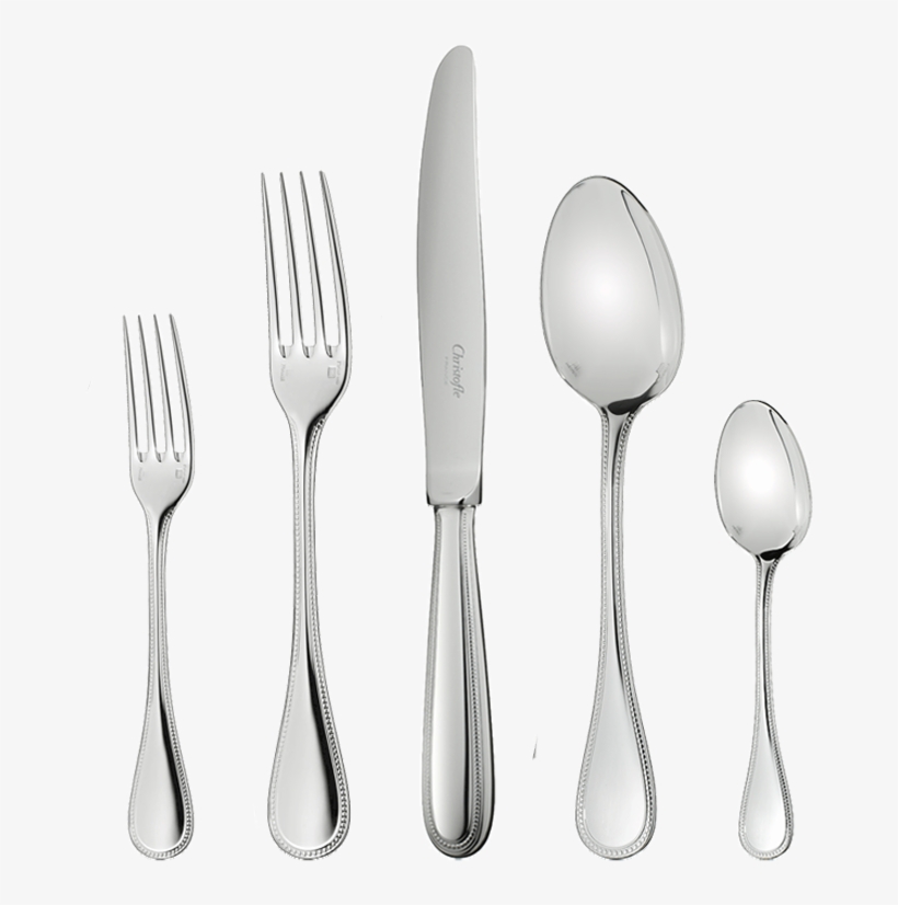 Christofle Perles Sterling Silver 5- Piece Place Setting, transparent png #2944077