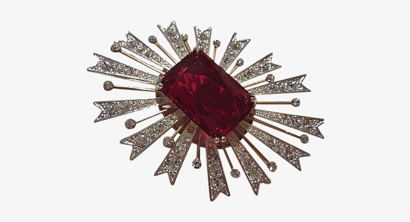 Stunning Signed Kjl Kenneth J Lane Red Emerald Swarovski - Kenneth Jay Lane, transparent png #2944857