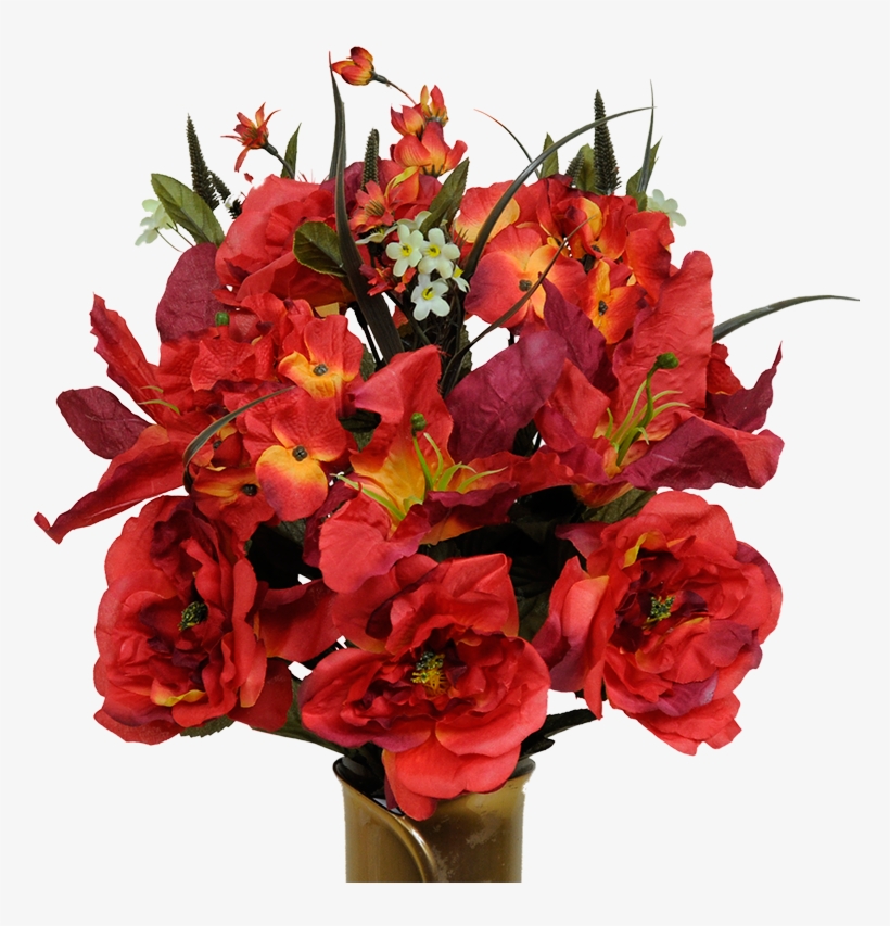 Fire Red Rose & Hydrangea Mix - Bouquet, transparent png #2944938