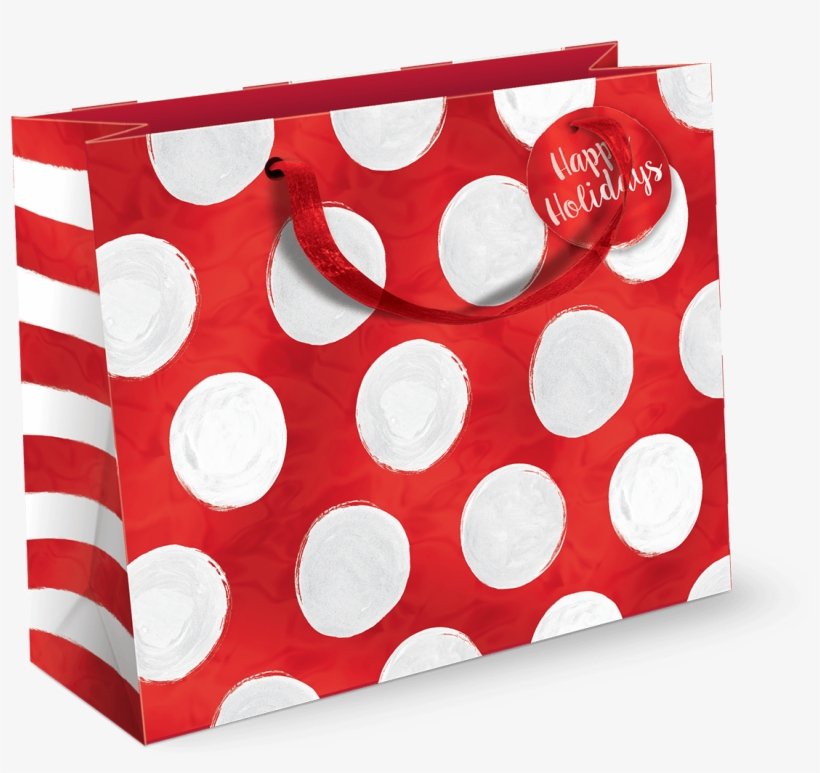 Red Bold Dot Large Gift Bag - Dazzling Dots Large Bag With Gift Tag, transparent png #2948595