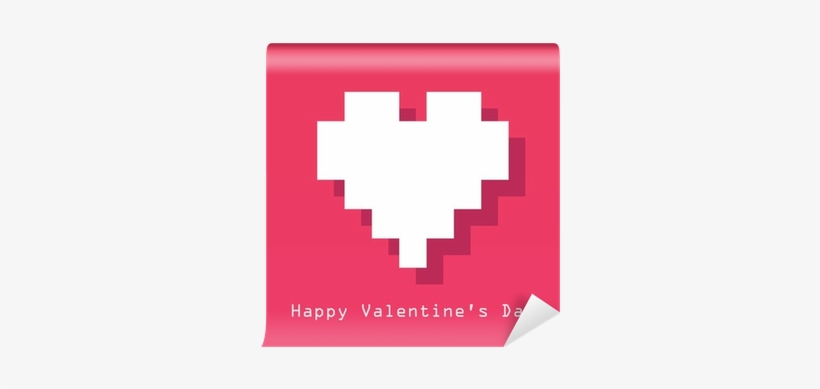 Valentines Day Card With Pixelated Heart Wall Mural - 8 Bit Heart Minecraft, transparent png #2948878