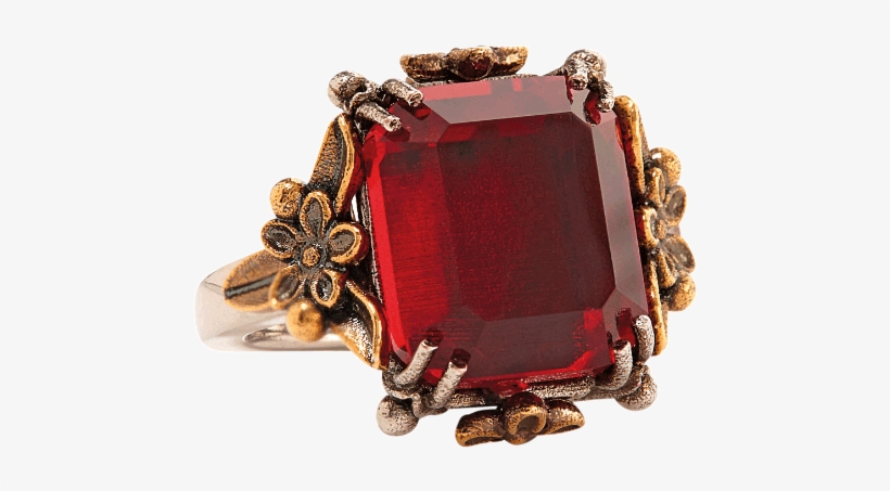 Alexander Mcqueen Gold-plated Silver Ring With Crystal, - Ruby, transparent png #2950474