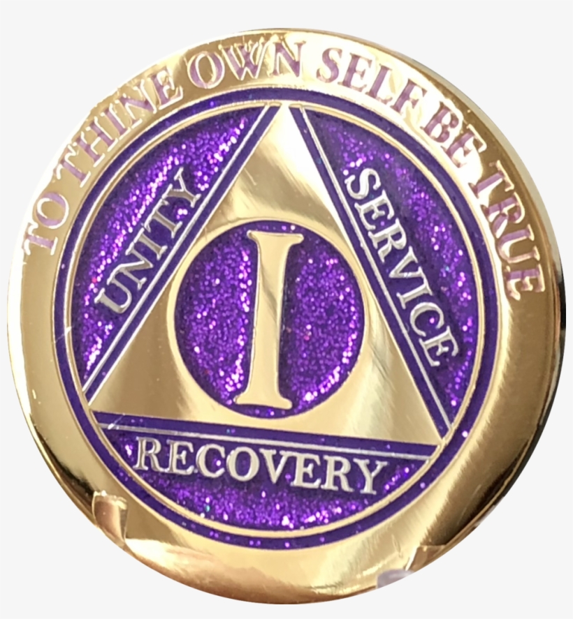 10 Year Aa Medallion Elegant Glitter Purple Gold &, transparent png #2951050
