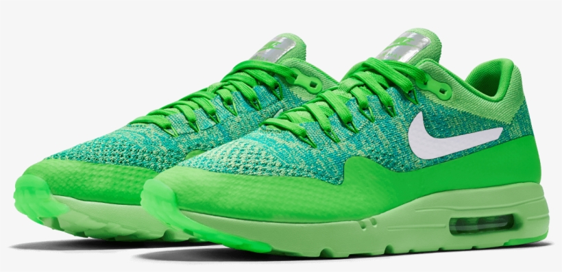 843384 301 E Prem - Air Max 1 Flyknit Voltage Green, transparent png #2951530