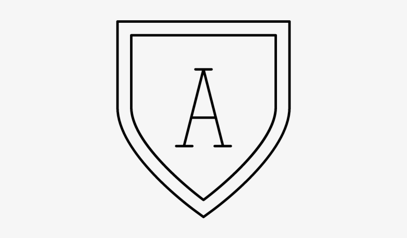 Shield Shape With Letter A Vector - Vector Graphics, transparent png #2951636