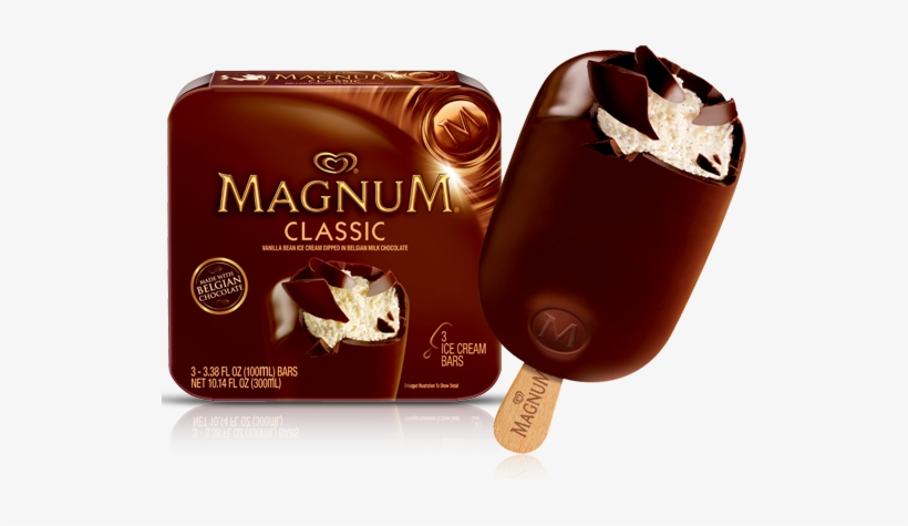 El Famoso Helado Magnum - Magnum Classic Belgian Chocolate Ice Cream Bars, transparent png #2953148