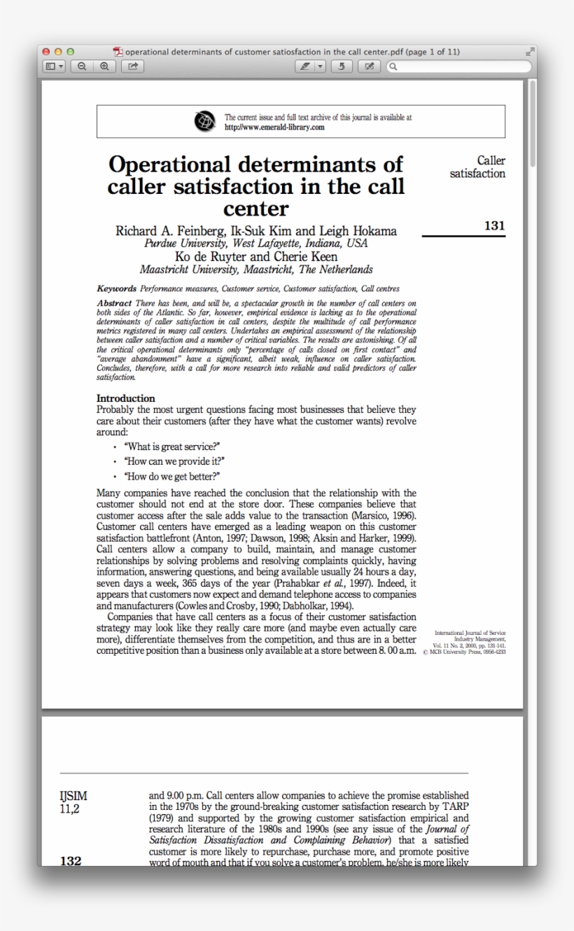 Operational Determinants Of Customer Satiosfaction - Résumé, transparent png #2953800