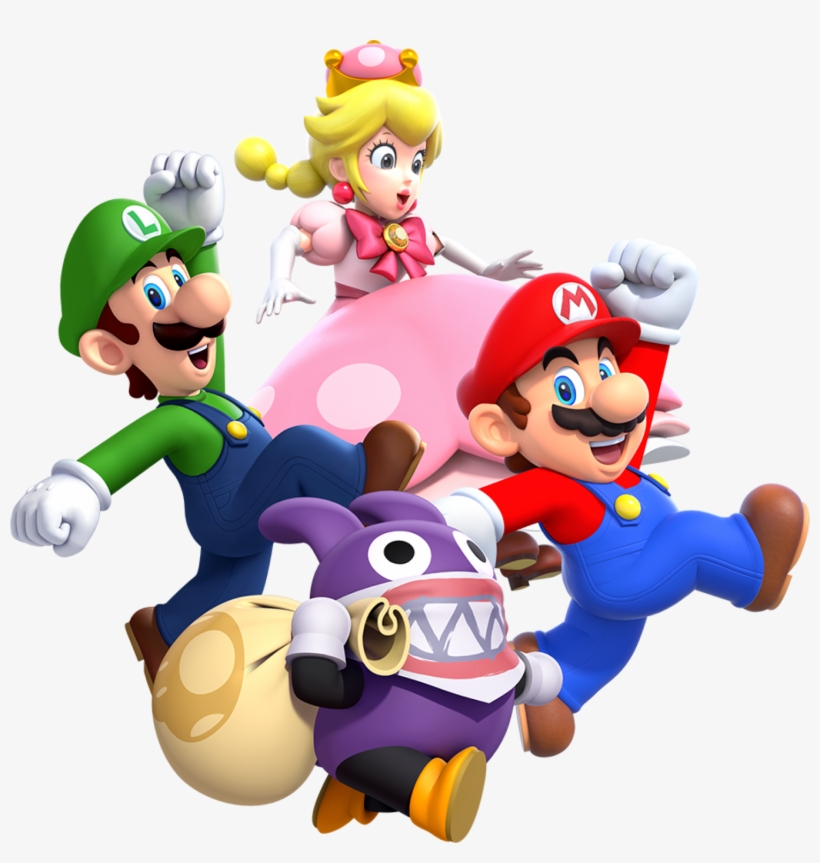 Luigi, Peachette, Mario, And Nabbit - New Super Mario Bros U Deluxe, transparent png #2953885