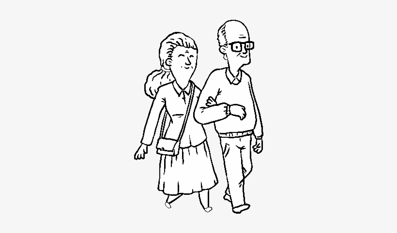 Dibujo De Pareja De Abuelos Para Colorear - Kartun Pasangan Hitam Putih Png, transparent png #2954435