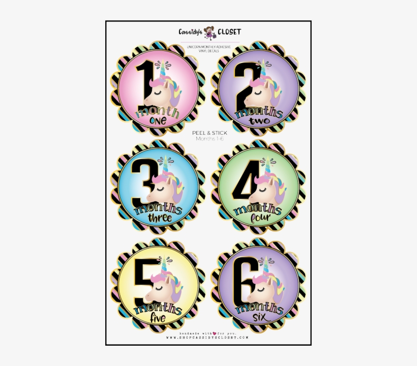 Unicorn Baby Monthly Photo Stickers - Rainbow, transparent png #2954671