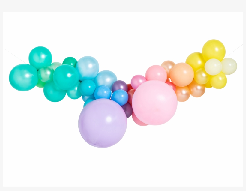 Pastel Rainbow Balloon Garland - Rainbow, transparent png #2954719