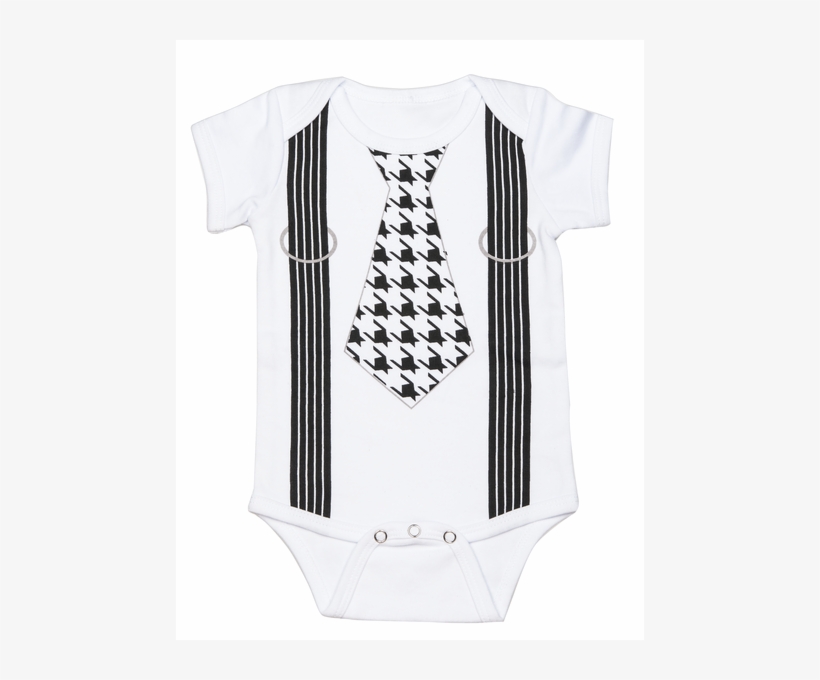 More Views - Ganz Tie With Suspenders Houndstooth Diaper Shirt,, transparent png #2954888