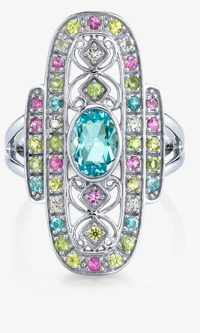 Antique Pastel Rainbow Cocktail Ring - Diamond, transparent png #2954915