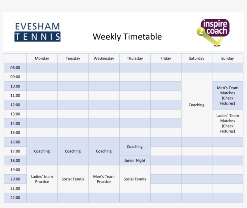 Inspire To Coach Timetable - Evesham Township, transparent png #2957210