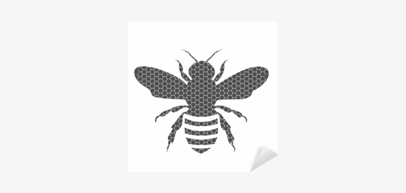 Black Bee Silhouette Isolated On White Background Sticker - Bee Bella, transparent png #2957787