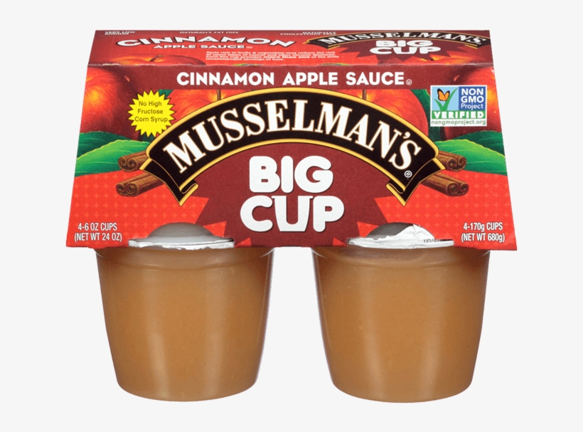 Musselman's Cinnamon Apple Sauce Big Cups, 4 Pack, - Musselmans Sauce, Apple Cinnamon- 4 Count, 6 Oz Cups, transparent png #2957849