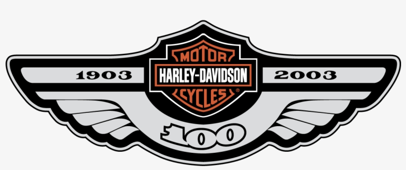 Harley Davidson Motor Cycles Wings 100 Years Logo Vector - Emblem Harley Davidson 100 Anniversary, transparent png #2958729