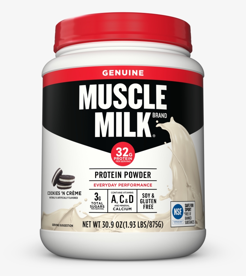 Muscle Milk Genuine Protein Powder, Cookies & Cream, - Muscle Milk Protein Cookies And Cream, transparent png #2959338