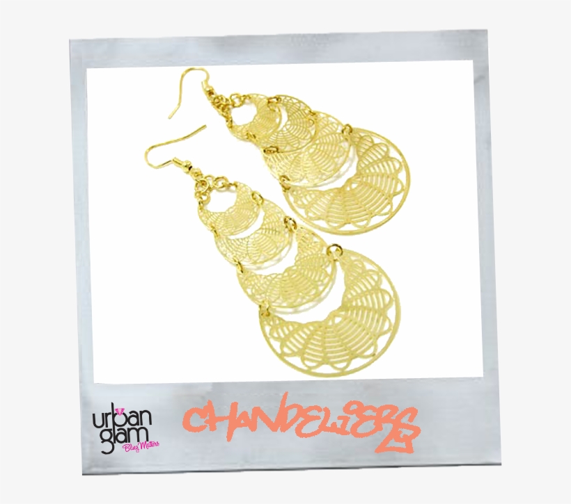 4 Tier Gold Chandelier Earrings - Glam, transparent png #2959434