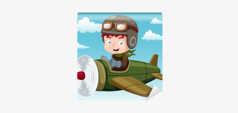 Illustration Of Boy On Plane Vector Wall Mural • Pixers® - Euclidean Vector, transparent png #2959793