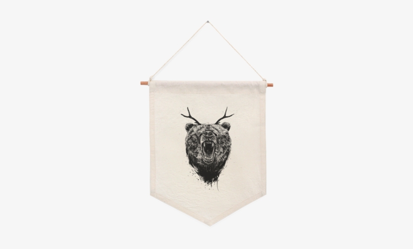 Flâmula Angry Bear With Antlers De Balázs Solti - Angry Bear With Antlers Tote Bag - 16" X 16" By Balazs, transparent png #2960355