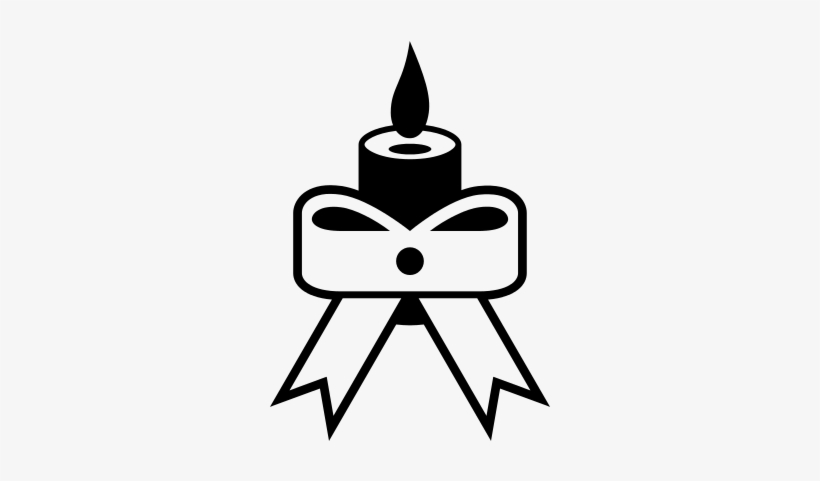 Candle Burning With A Ribbon For Christmas Vector - Icon, transparent png #2961314