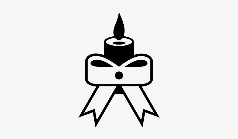 Candle Burning With A Ribbon For Christmas Vector - Icon, transparent png #2961314
