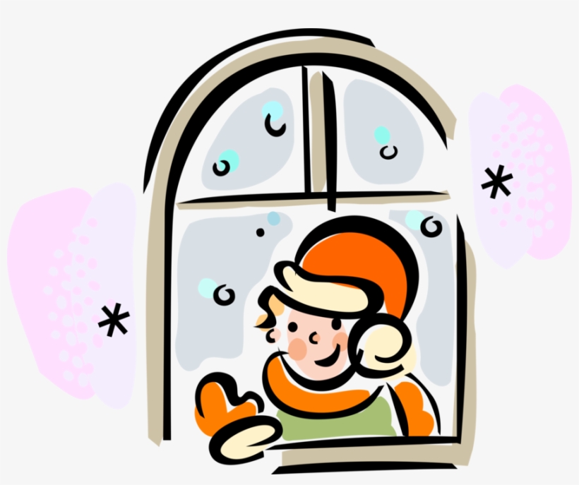 Vector Illustration Of Anxious Child Waits By Window, transparent png #2961561