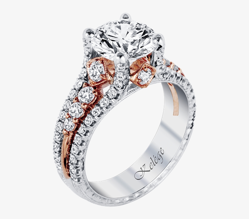 Kpr 587-2 Platinum And Rose Gold Engagement Ring, transparent png #2962949