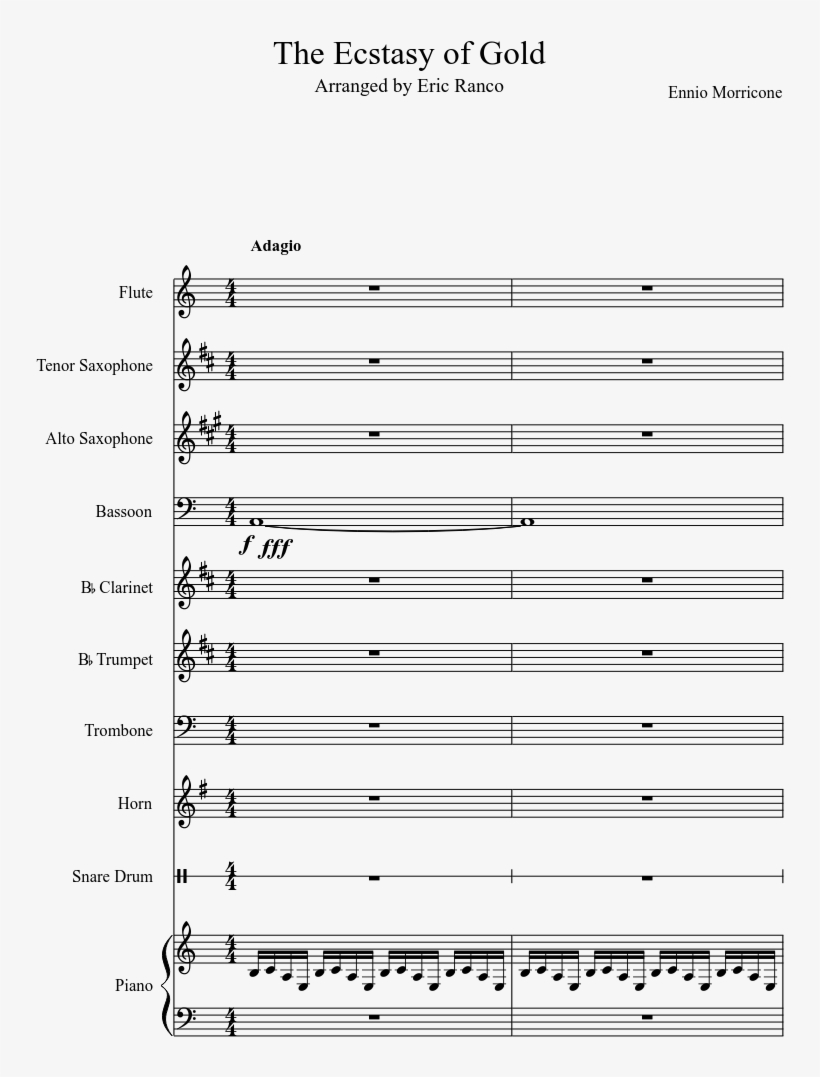The Ecstasy Of Gold Sheet Music Composed By Ennio Morricone - Ecstasy Of Gold Trumpet Sheet Music, transparent png #2965291