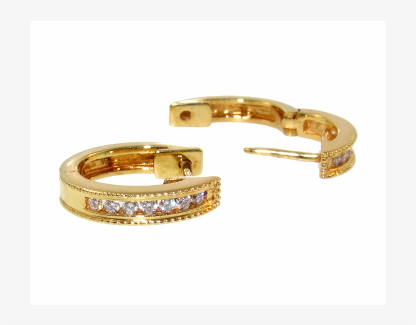 Gold Diamond Huggies - Body Jewelry, transparent png #2966386