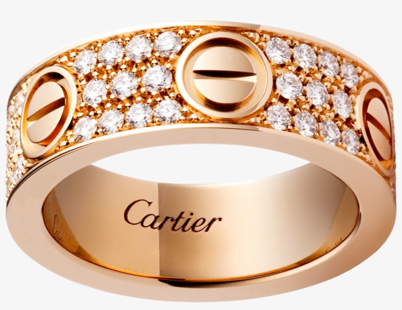 Love Ring, Diamond-pavedpink Gold, Diamonds - Cartier Love Ring Diamond, transparent png #2966513