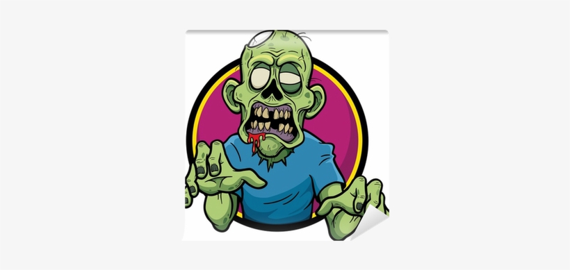 Vector Illustration Of Cartoon Zombie Wall Mural • - Cartoon Zombie Face, transparent png #2967881