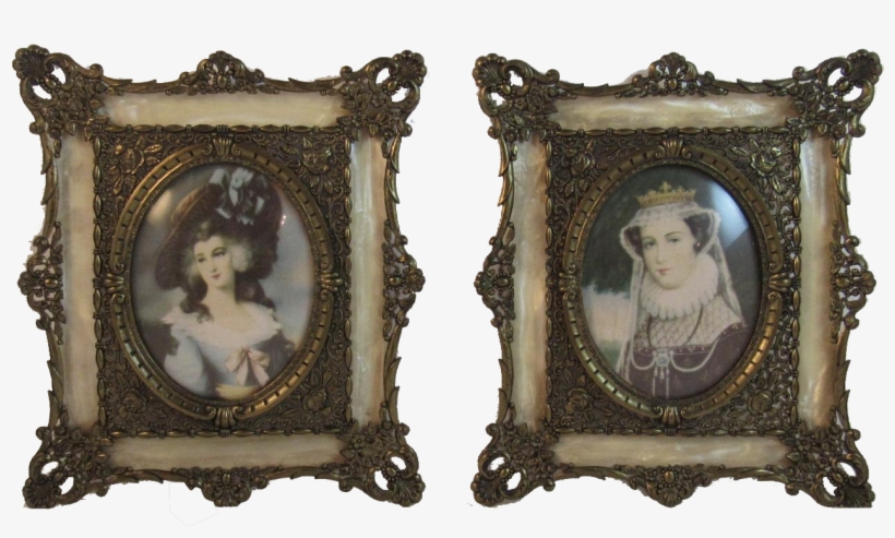 Pair Metal Filigree Frames With Celluloid Faux Mop - Felt, transparent png #2968829