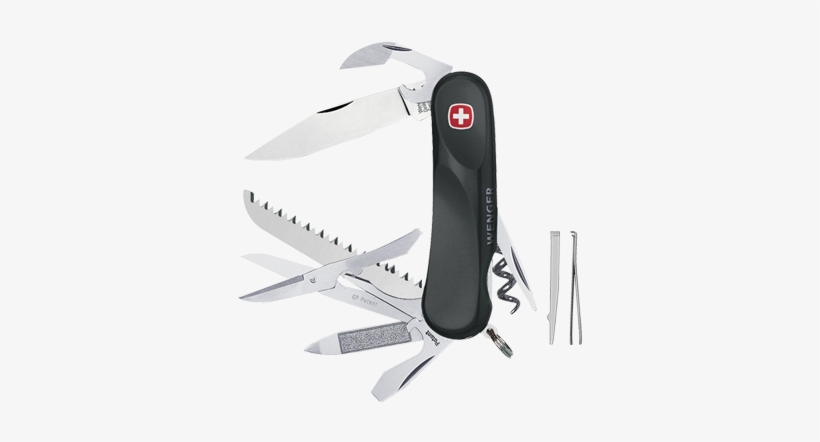 Wenger Swiss Army Black Evo Soft Touch 14-tool Knife, transparent png #2969924