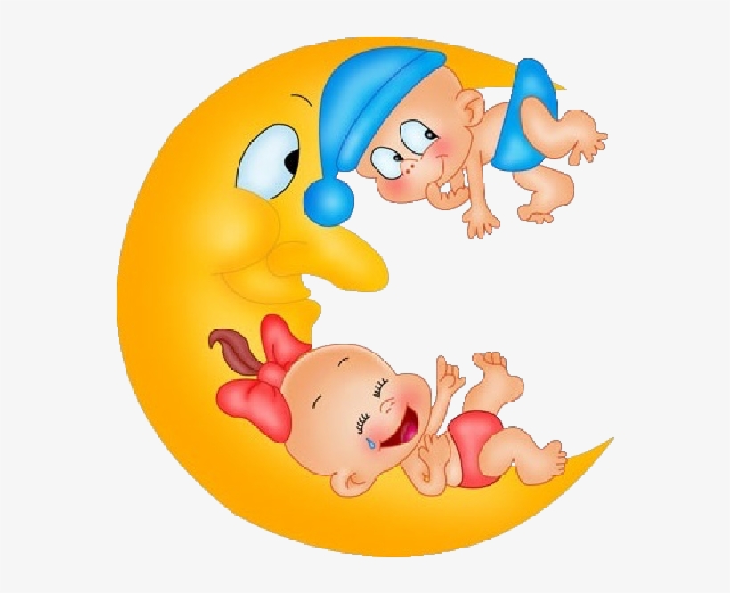 Baby Girl And Boy On Moon Cartoon Clip Art Images - Baby On Moon Cartoon, transparent png #2970591