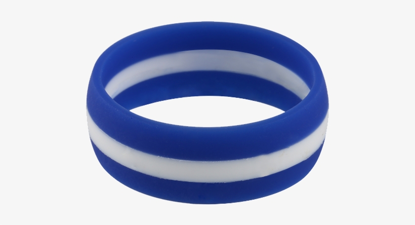 Blue With White Stripe Silicone Ring - Blue, transparent png #2971765