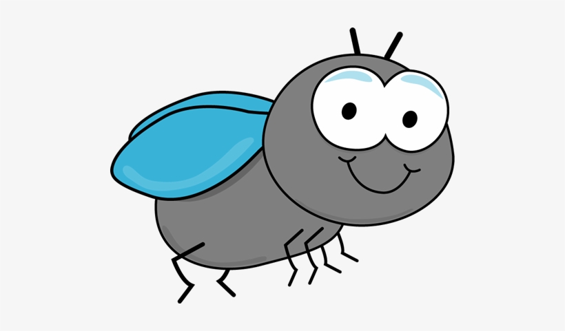 Gray Fly Clip Art Image Gray Cartoon Fly With Blue - Fly Cartoon Black And White, transparent png #2972320