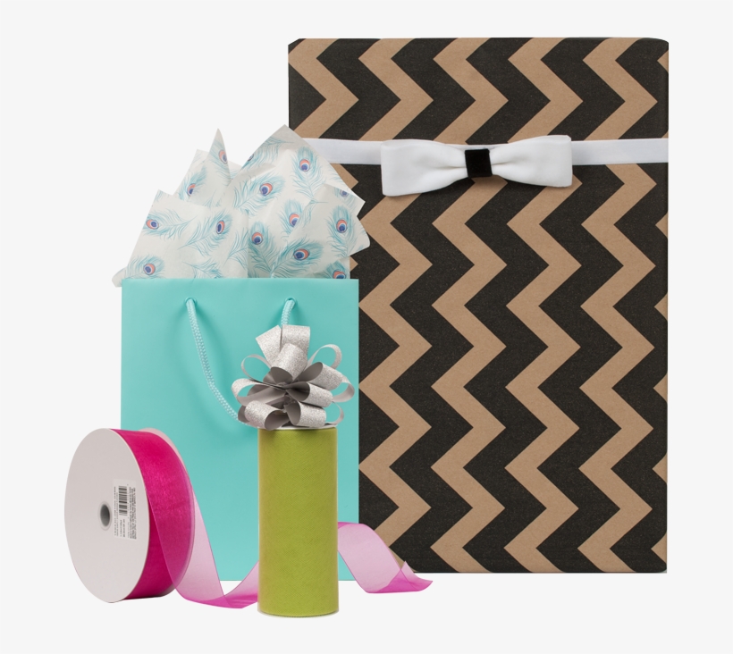 Pop-up Gift Wrap /& Ribbon Organizer In Green And White - Paper, transparent png #2972520