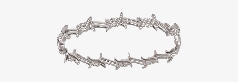 Barbed Wire Mix Gold And White Diamonds Bangle For - Bracelet, transparent png #2972598