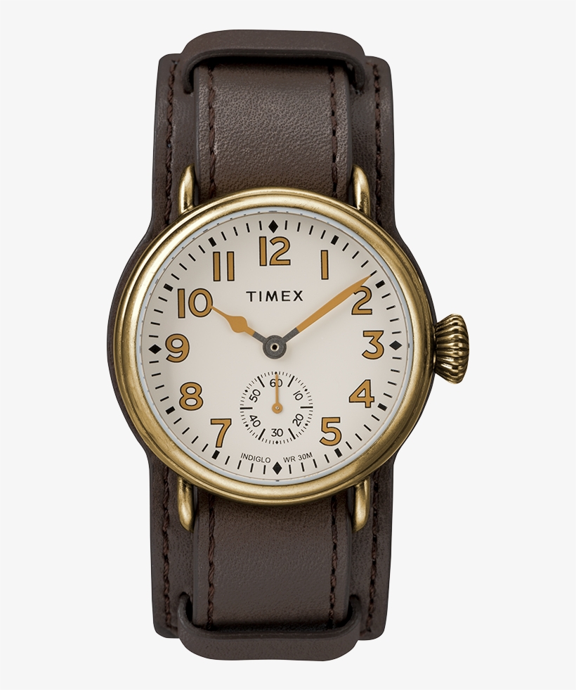 Welton 38mm Leather Strap Watch Bronze-tone/brown/cream - Timex Watch, transparent png #2974099