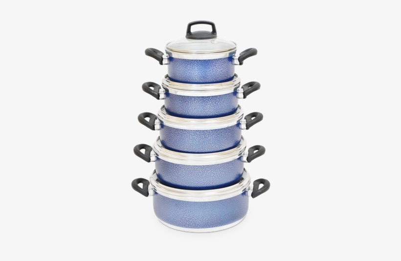 Conjunto De Caçarolas 5 Peças Azul Alça Baquelite E - Bag, transparent png #2974277