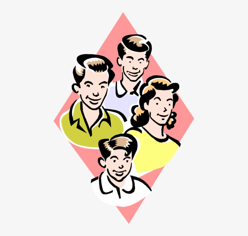 Vector Illustration Of 1950's Vintage Style Family - Cartoon, transparent png #2976746