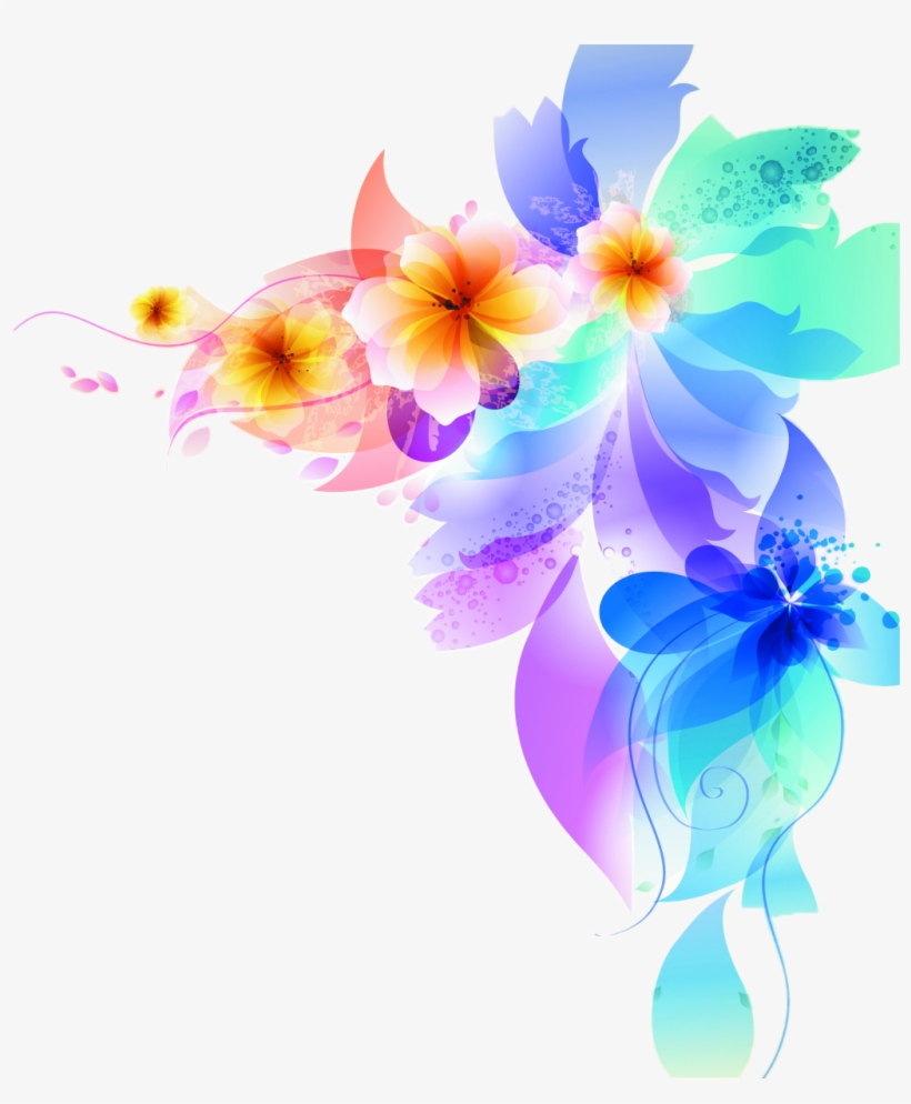 Design Color Colorful Swirls Flowers Vector Vectorart - Colorful Flowers Background Vector, transparent png #2977921