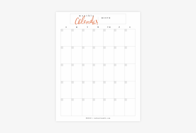 Blank Calendar Printable Pdf Page - Calendar, transparent png #2978916