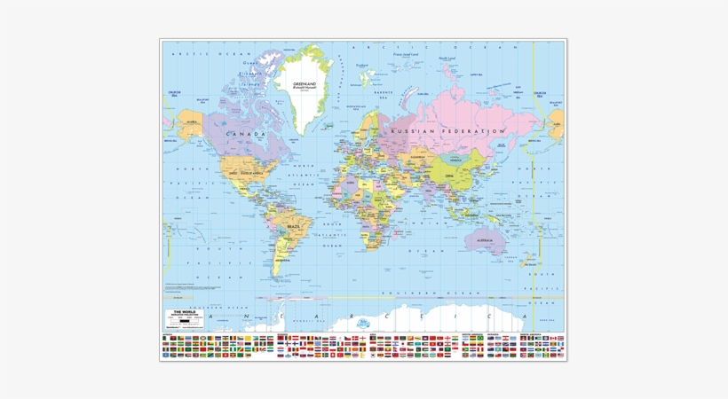 Póster Mapamundi Con Banderas - Durable 7211/19 Desk Mat With World Map, transparent png #2979377