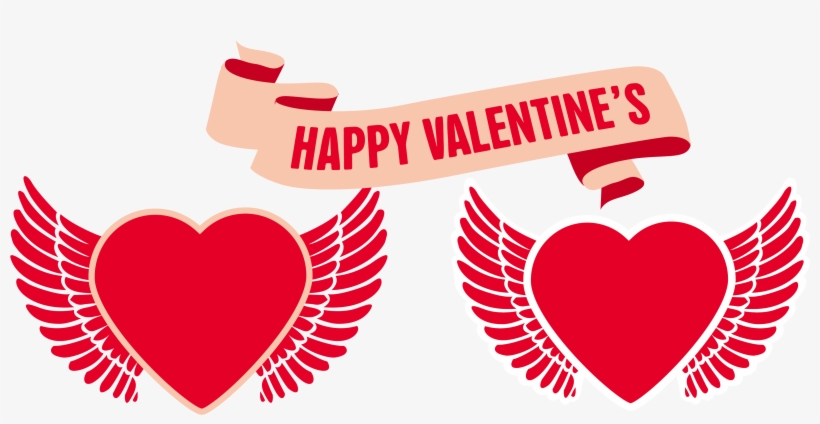 Valentine's Day Heart With Wings 3688*1616 Transprent - Vector Graphics, transparent png #2979912